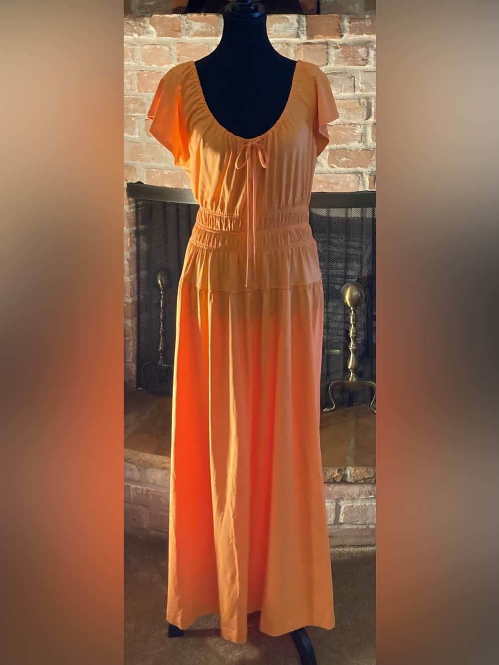 LOFT Orange Tiered Maxi Dress with Elastic Waist